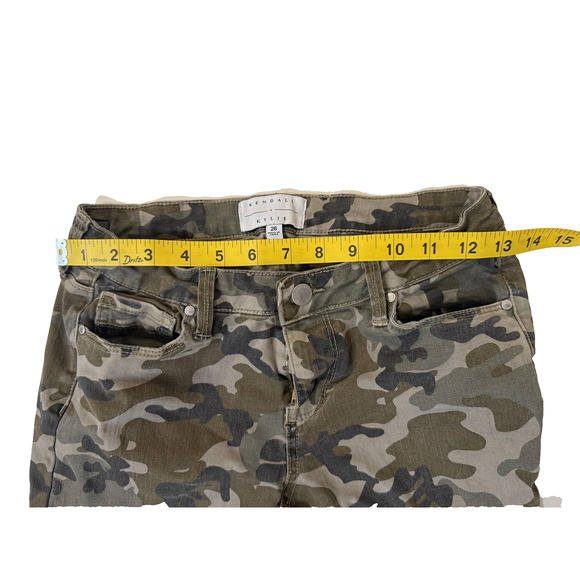 Kendall + Kylie Jeans Womens 26 Green Gray Camo Camouflage Skinny Stretch Denim - Picture 5 of 7